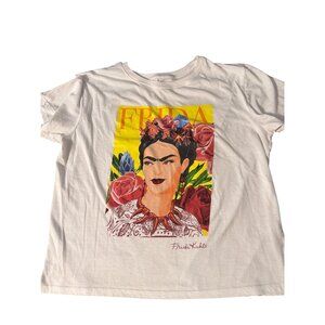 Frida Kahlo Froont Graphic Tee Shirt Artist Portrait White Jerry Leigh Size XL